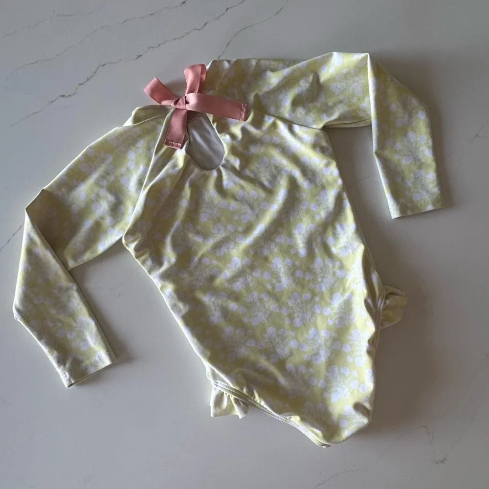 MINNOW Girls Citron Blossom Rashguard One Piece sz 3/4 - Picture 3 of 11